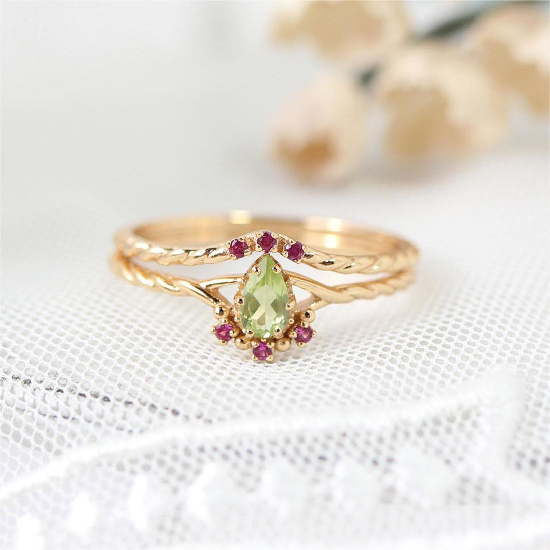 Olivenorma Dainty Peridot Pink Crystal Anello Regolabile Impilabile