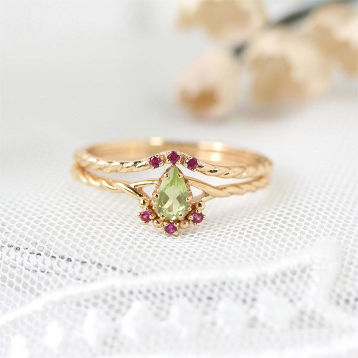 Olivenorma Dainty Peridot Pink Crystal Anello Regolabile Impilabile