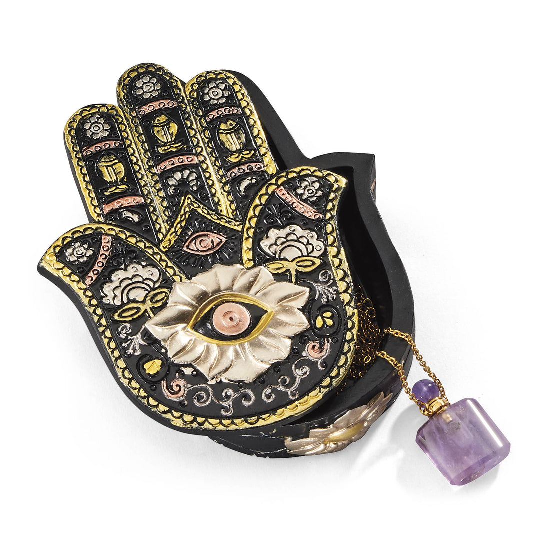 Olivenorma dipinto a mano malocchio Hamsa Box Ornamet Decoration