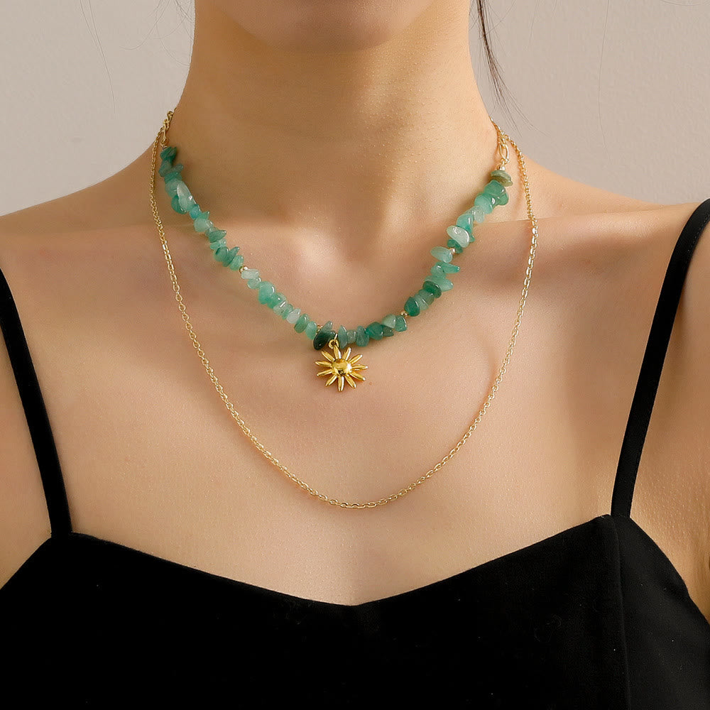 Collana a doppio strato con ciondolo suola in amazzonite naturale Olivenorma