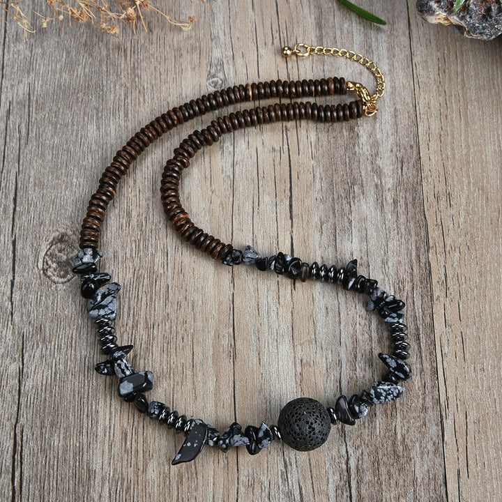 Collana con ciondolo a forma di palla di perline in pietra naturale Olivenorma