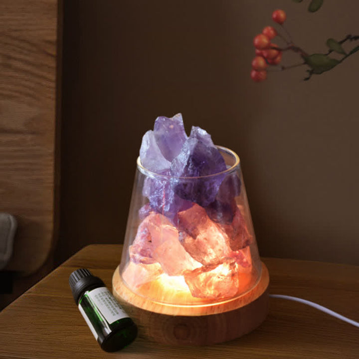 Olivenorma Calice di fuoco a forma di cristallo o lampada di sale rosa dell'Himalaya