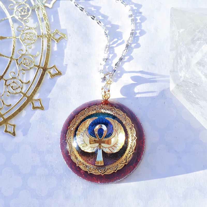 Collana Olivenorma Granato Lapislazzuli Acquamarina Chiave della vita 