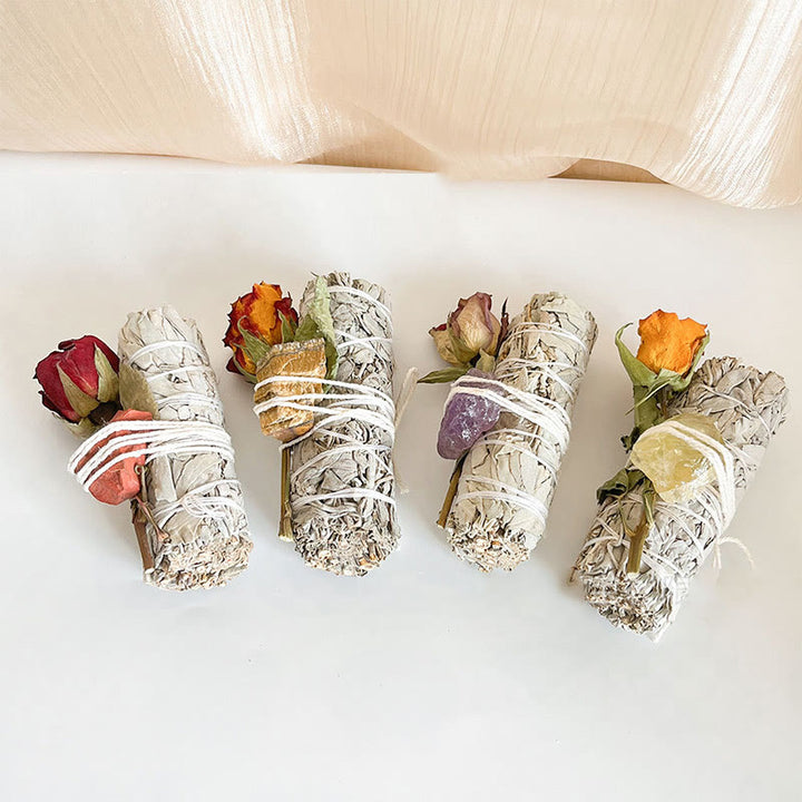 Olivenorma Cristallo Naturale Pianta Rosa Fiori secchi Salvia bianca