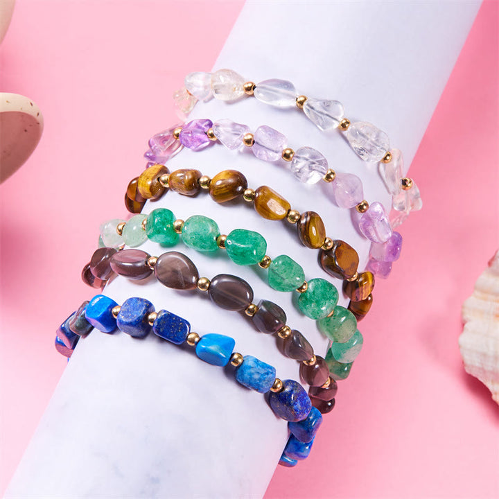 Bracciale intrecciato a mano con perline di pietra naturale irregolare Olivenorma
