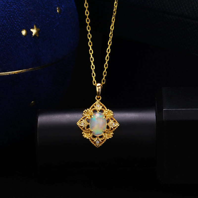 Collana con ciondolo a rombo in opale naturale Olivenorma