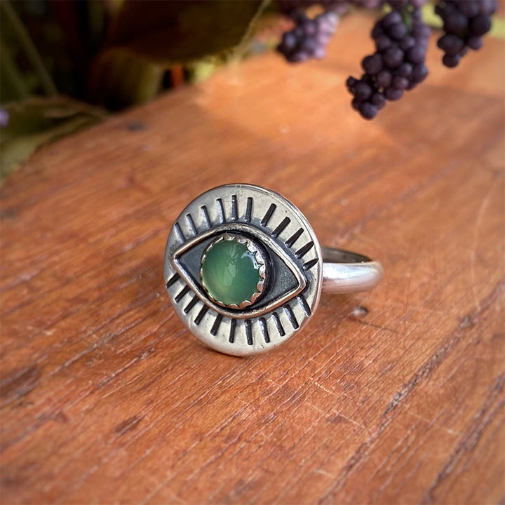 Anello di protezione dal malocchio in crisoprasio