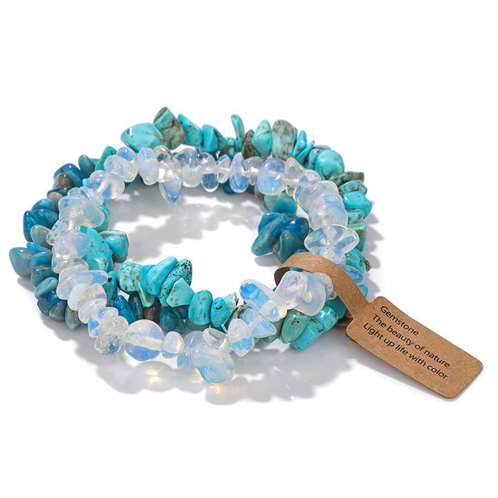 Bracciale Olivenorma a tre strati con ghiaia di cristallo irregolare naturale