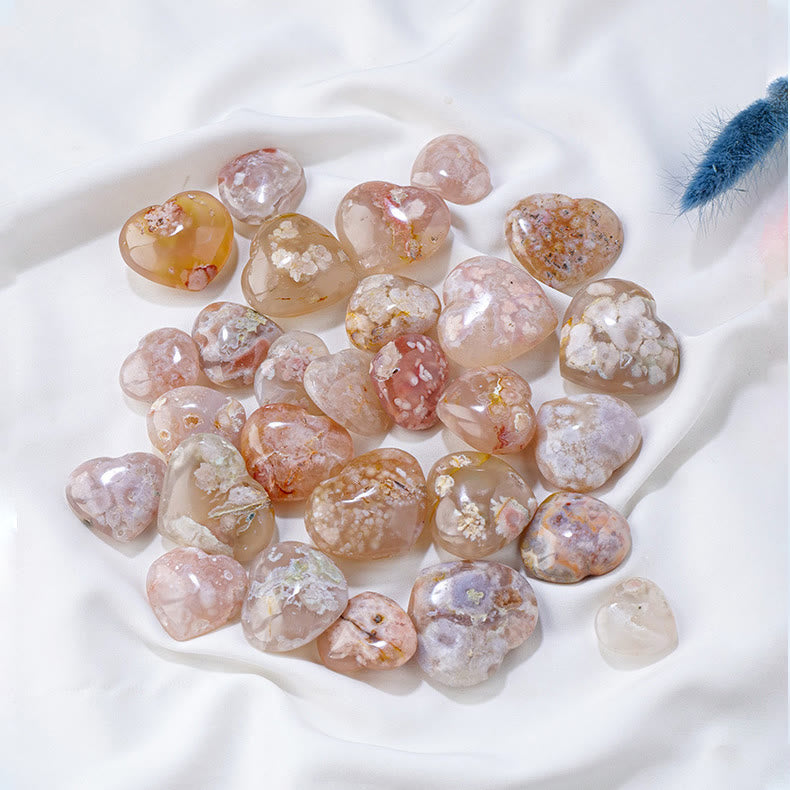 Pietra da gioco lucidata in agata di ciliegio Olivenorma con cuore di cristallo