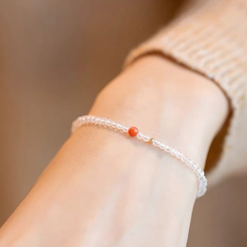 Gathering Fortune - Bracciale con pietre preziose di cristallo trasparente 