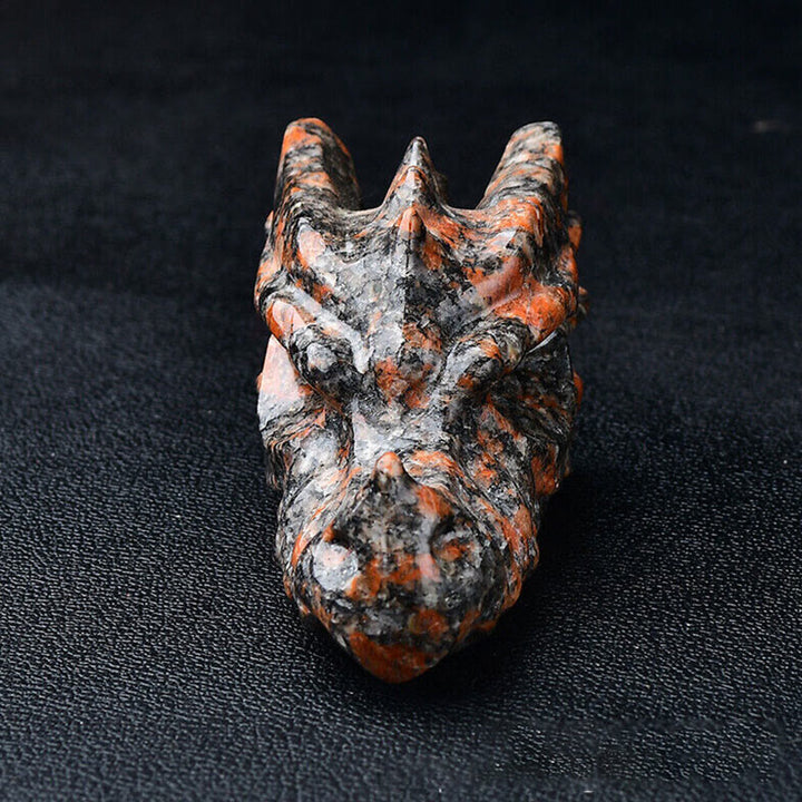 Olivenorma Decorazione con pietra preziosa a forma di teschio con testa di drago da 3,2 pollici