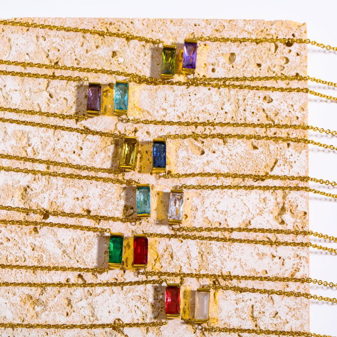 Collana regalo Olivenorma con ciondolo rettangolare semplice con pietra portafortuna in acciaio inossidabile - image 46