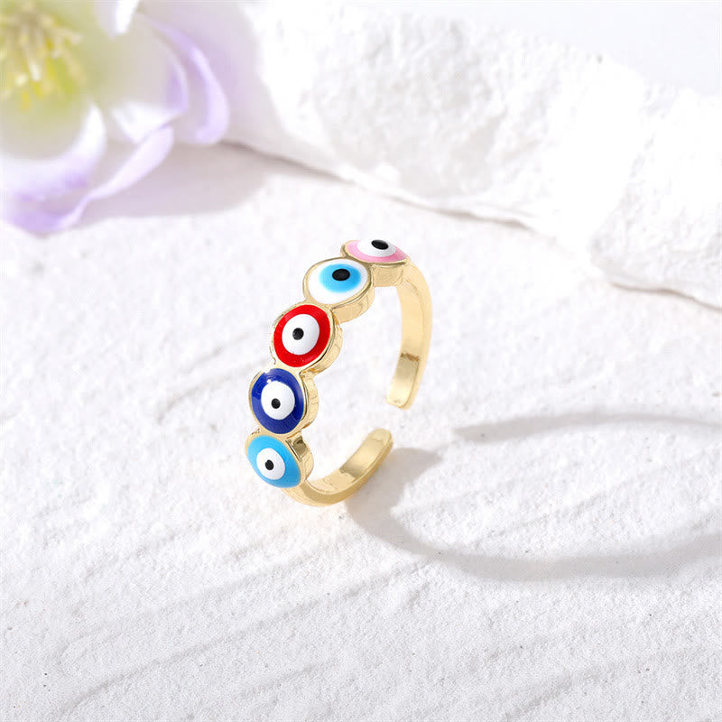 Anello regolabile con occhio malvagio in resina epossidica Olivenorma