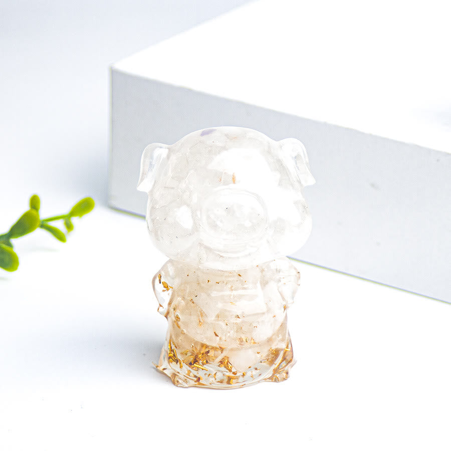 Olivenorma Piggy Decorazione con pietra preziosa portafortuna