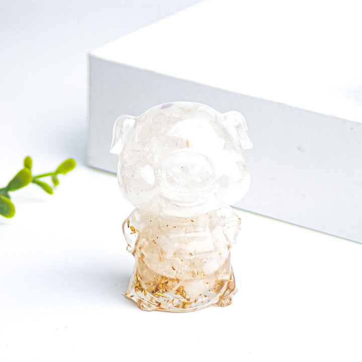 Olivenorma Piggy Decorazione con pietra preziosa portafortuna