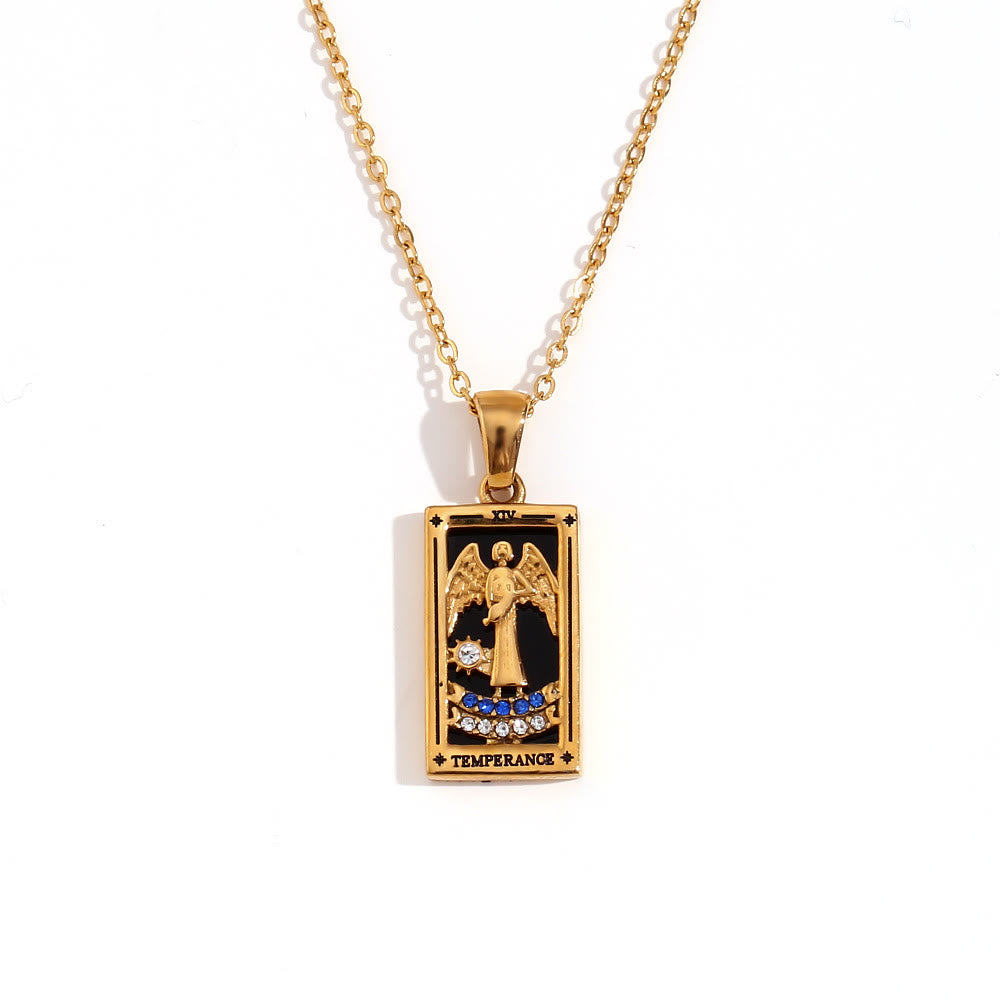 Collana con tarocchi in acciaio inossidabile placcato oro 18k Olivenorma 