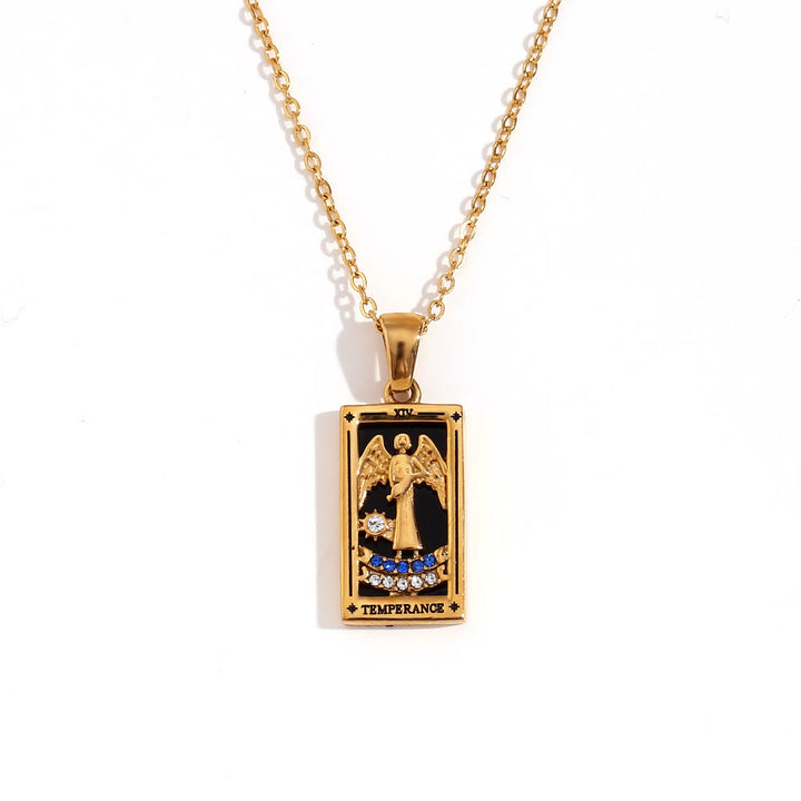 Collana con tarocchi in acciaio inossidabile placcato oro 18k Olivenorma 