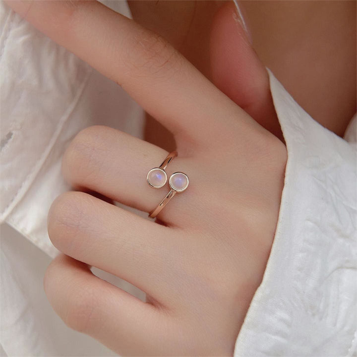 Anello aperto regolabile Olivenorma Moonstone S925 