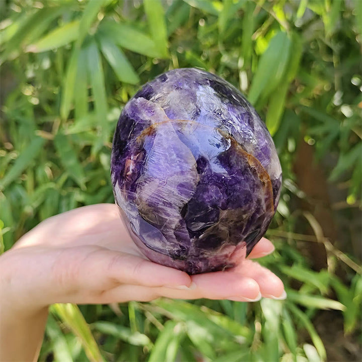Olivenorma 10cm Decorazione in pietra preziosa ametista naturale da sogno, teschio di cristallo 