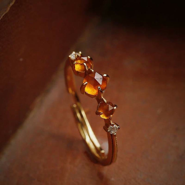 Anello con granato arancione regolabile Olivenorma