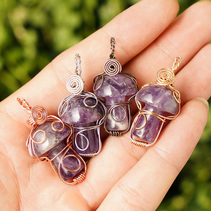 Collana con fungo in pietra curativa naturale Olivenorma
