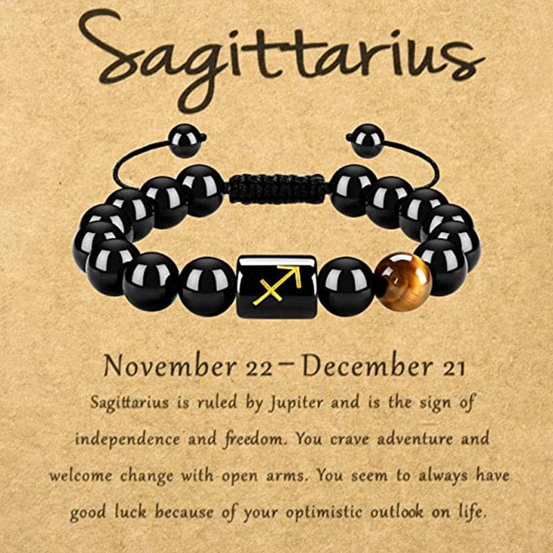 Braccialetto zodiacale Olivenorma Tiger Eye con ossidiana 
