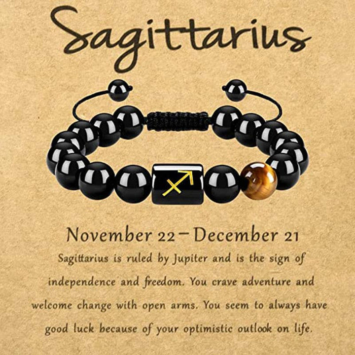 Braccialetto zodiacale Olivenorma Tiger Eye con ossidiana 