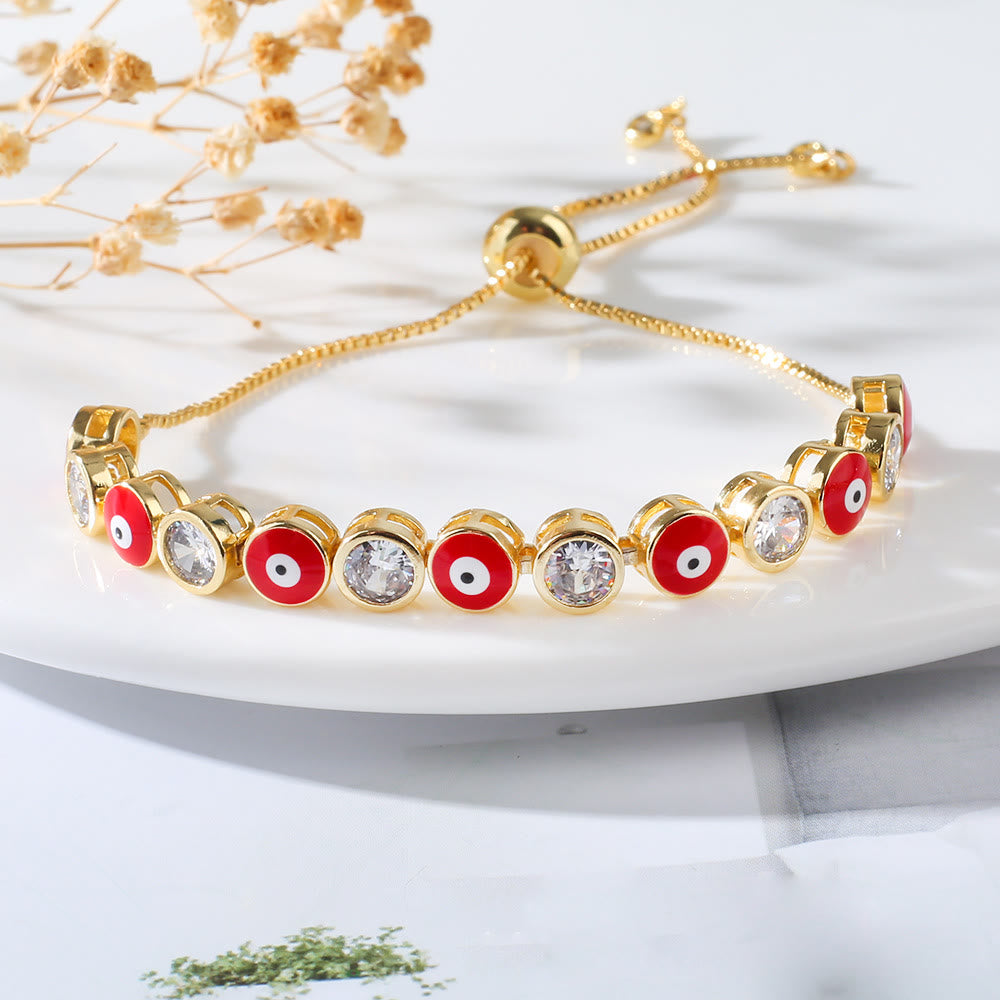Braccialetto regolabile con zircone bianco e malocchio Olivenorma 