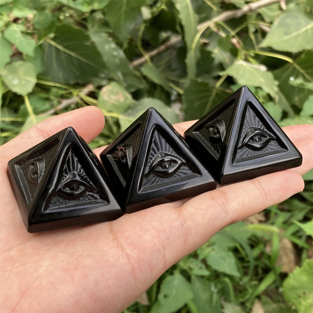 Decorazione in pietra preziosa della piramide di orgone di ossidiana Olivenorma 