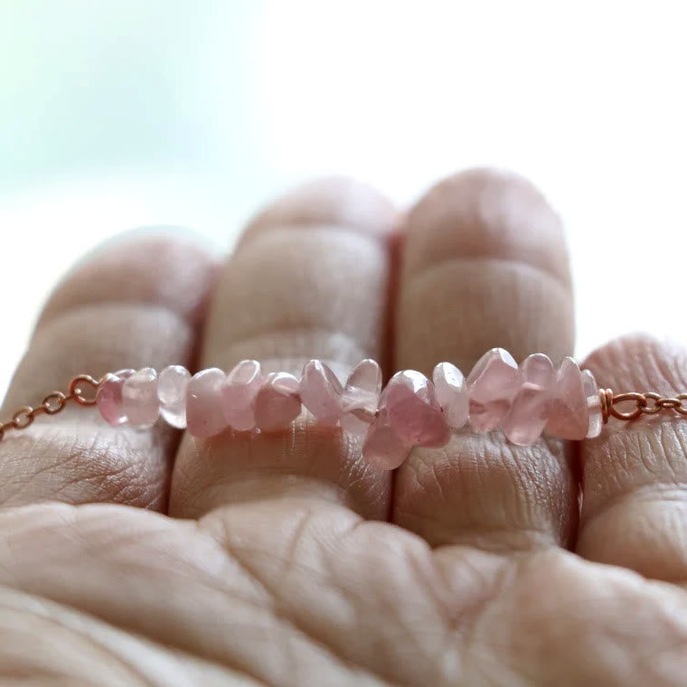 Collana di ghiaia di quarzo rosa naturale Olivenorma 