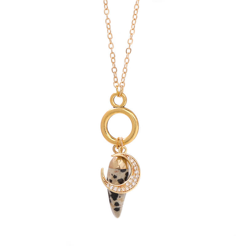 Collana con ciondolo a forma di luna con zirconi e cristalli di competizione Olivenorma