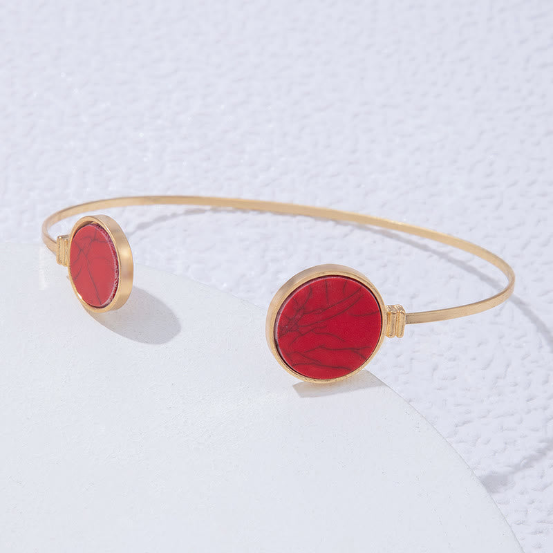 Olivenorma Set di cinque bracciali aperti in lega di pietra naturale 