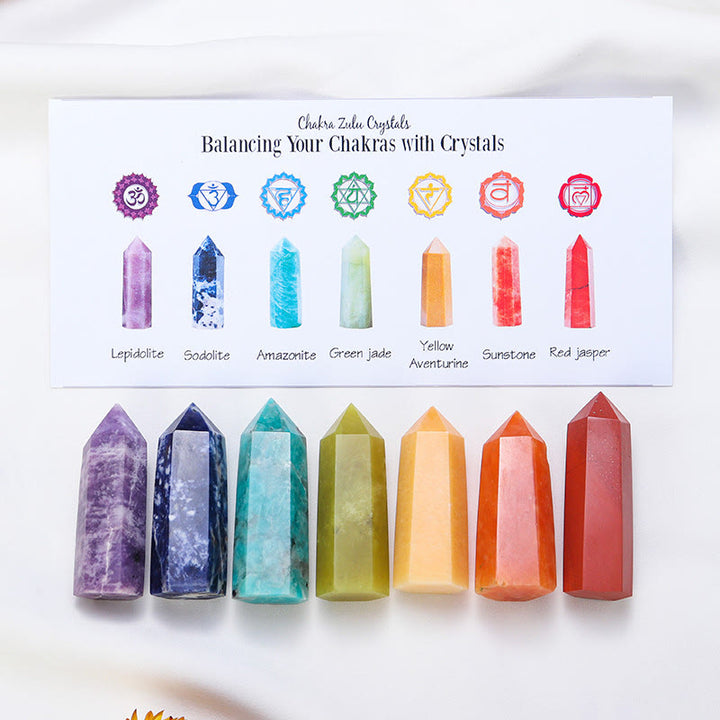 Olivenorma Chakra Pietra grezza Decorazione Set Bacchette di Cristallo
