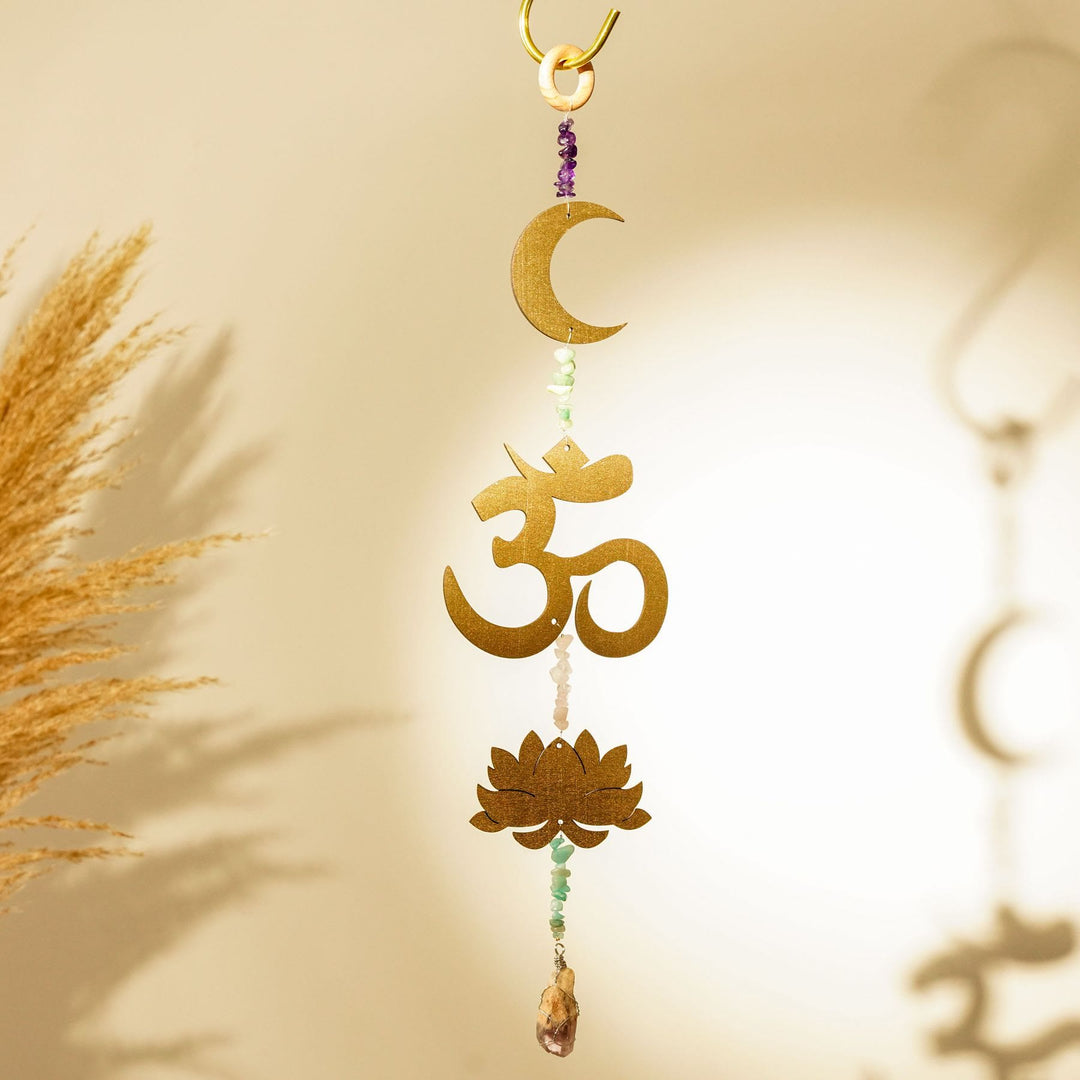 Decorazione da parete Olivenorma Rainbow Gemstone Lotus OM Moon