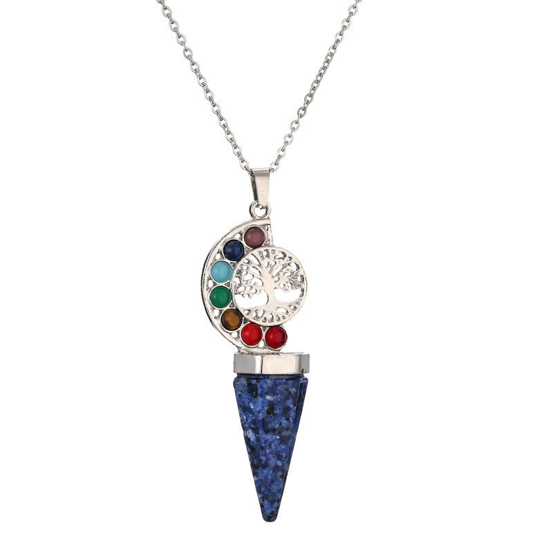 Collana con ciondolo albero della vita chakra cristallo esacone Olivenorma 