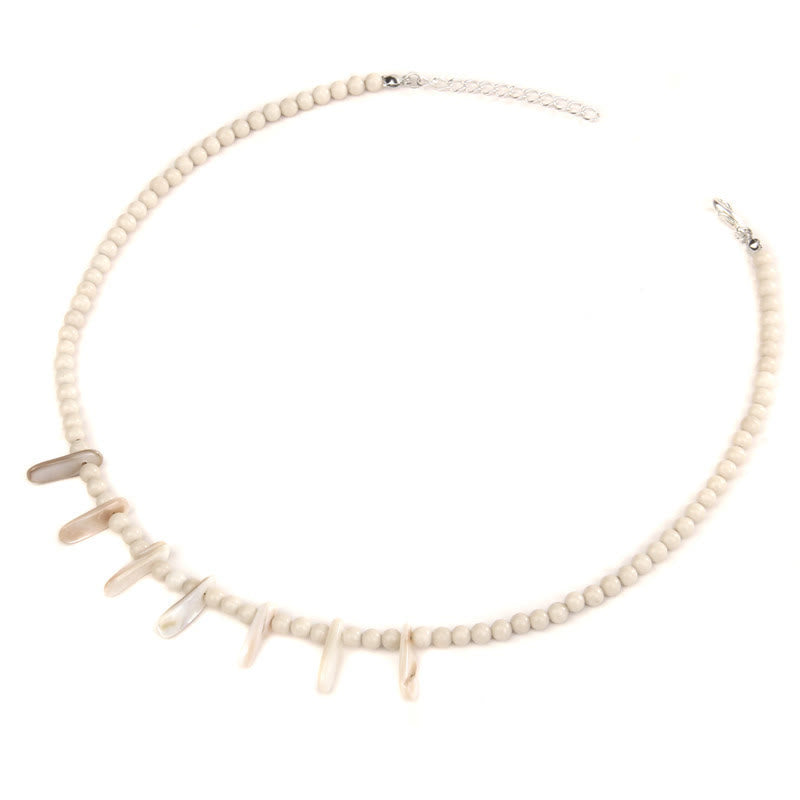Olivenorma Collana Bohémien in Pietra Zanna Naturale con Perline da 4 mm