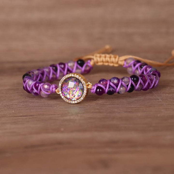 Bracciale da donna intrecciato in agata viola Olivenorma