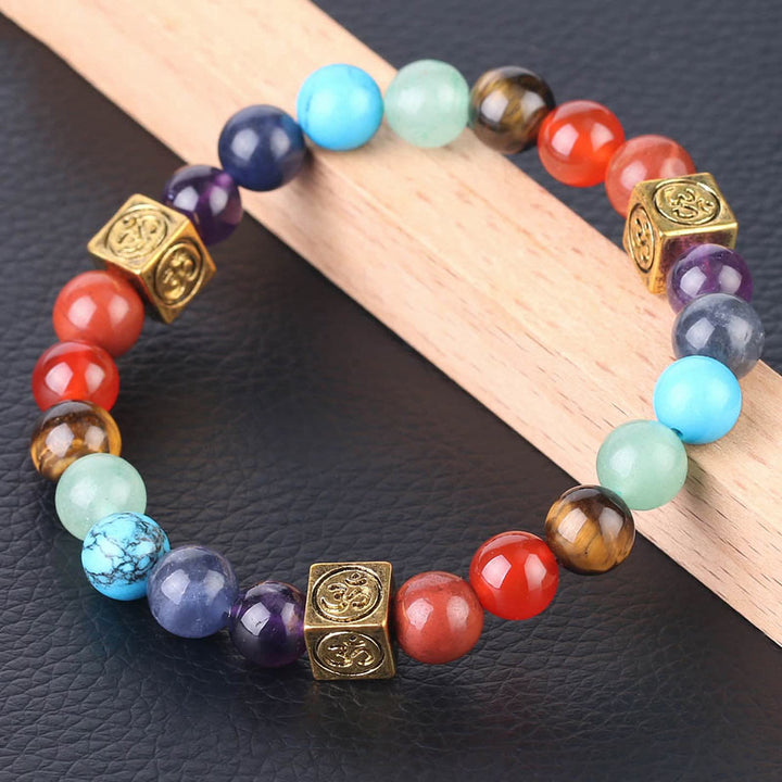 Olivenorma Bracciale Yoga con Perline Multicolore 7 Chakra