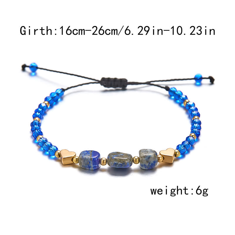 Olivenorma Bracciale intrecciato con perline di ghiaia naturale irregolare Love