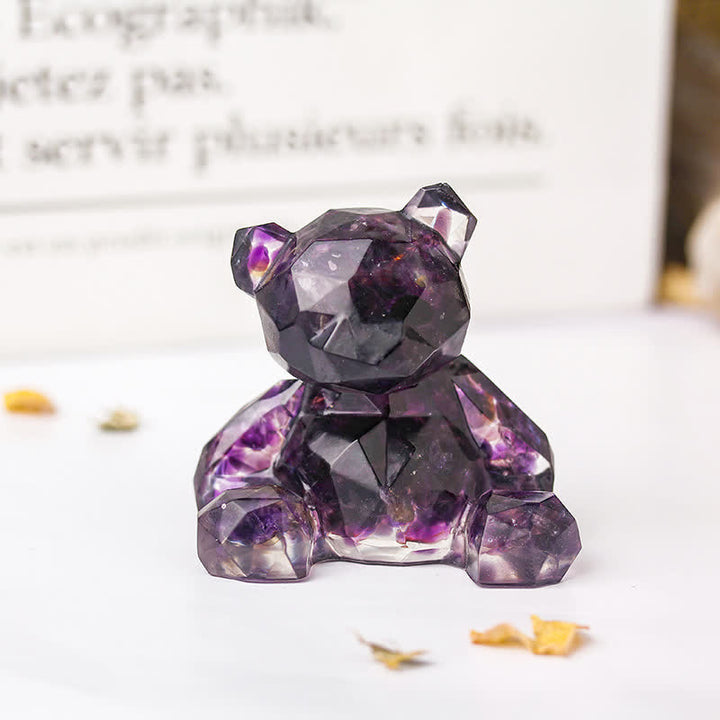 Decorazione con pietra preziosa a forma di orso seduto con specchio Olivenorma