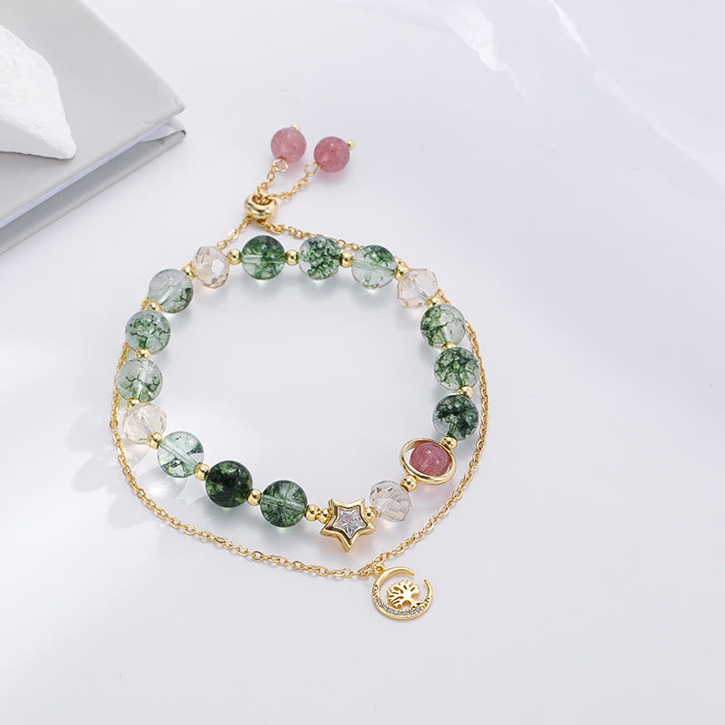 Bracciale con ciondolo a forma di stella in agata muschiata Olivenorma e albero della vita