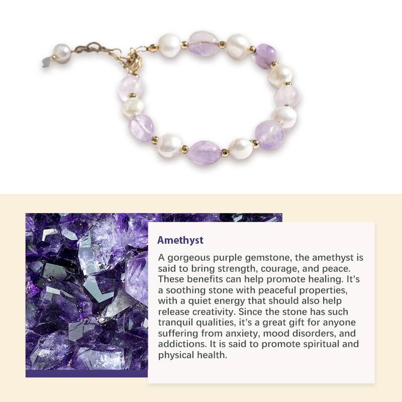 Bracciale di perle di cristallo naturale e pietre preziose 