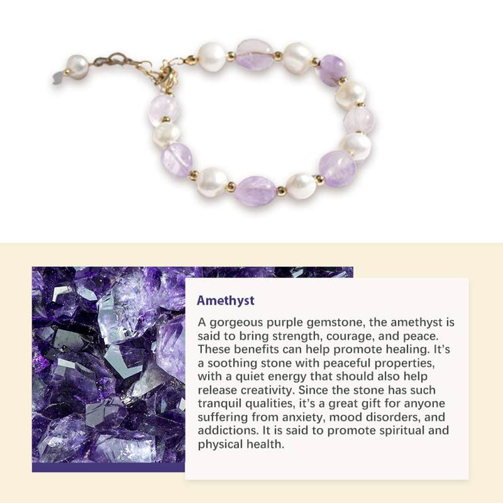 Bracciale di perle di cristallo naturale e pietre preziose 