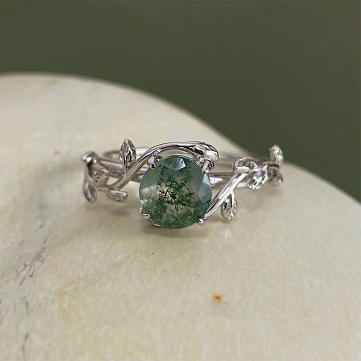 Olivenorma "Waterweed Dream" - Anello in agata muschiata argento S925