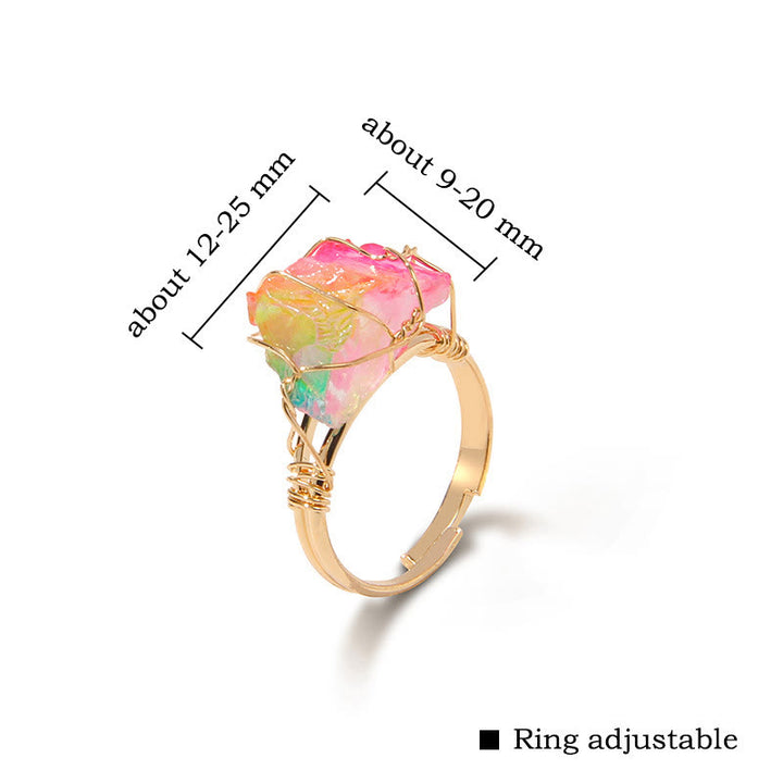 Anello con pietra preziosa naturale irregolare e ruvida Olivenorma