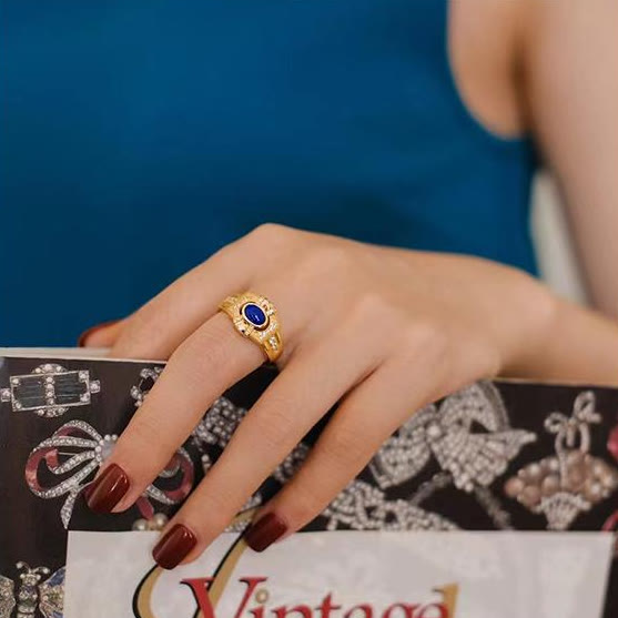 Anello regolabile Olivenorma Vintage Lapislazzuli