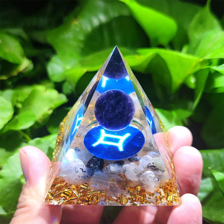Ametista Olivenorma con Quarzo Ialino Gemelli Zodiaco Orgone Piramide 