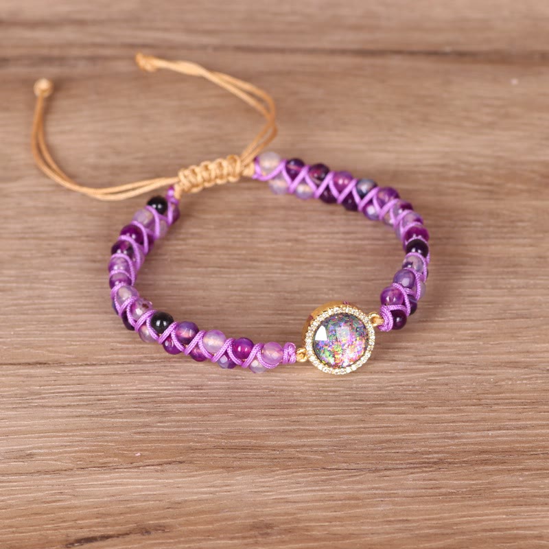 Bracciale da donna intrecciato in agata viola Olivenorma