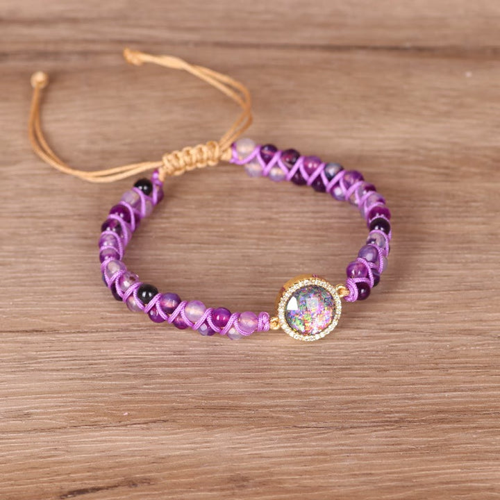 Bracciale da donna intrecciato in agata viola Olivenorma