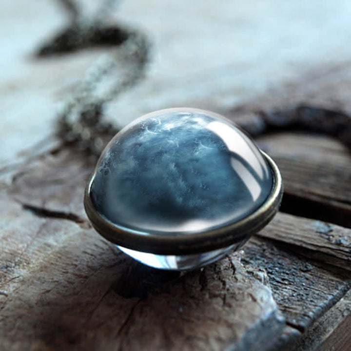 Collana Olivenorma con pianeti e cielo in vetro bifacciale